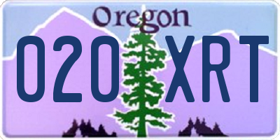 OR license plate 020XRT