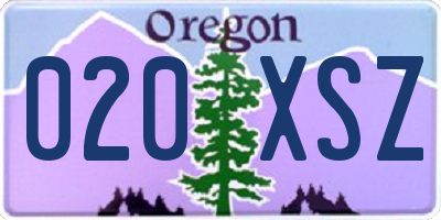 OR license plate 020XSZ
