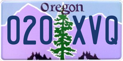 OR license plate 020XVQ