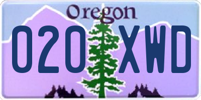 OR license plate 020XWD