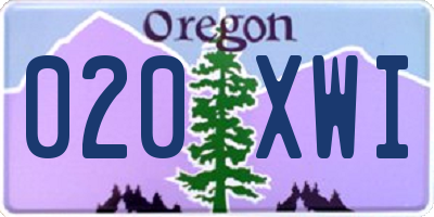 OR license plate 020XWI
