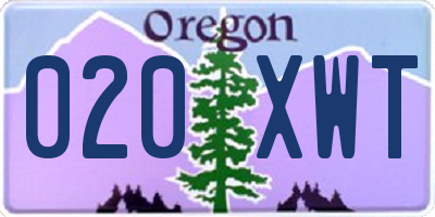 OR license plate 020XWT