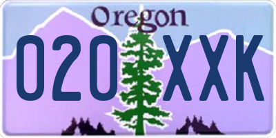 OR license plate 020XXK
