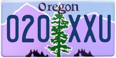 OR license plate 020XXU