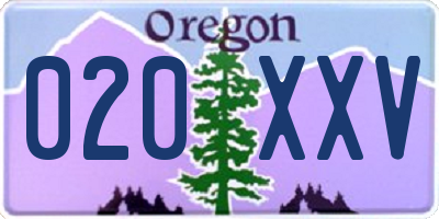 OR license plate 020XXV