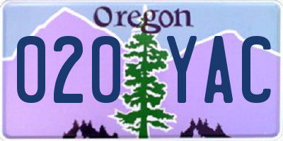 OR license plate 020YAC