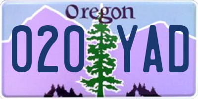 OR license plate 020YAD