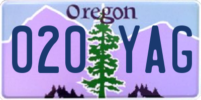 OR license plate 020YAG
