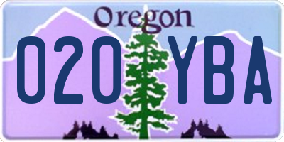 OR license plate 020YBA