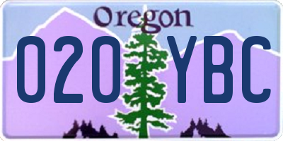 OR license plate 020YBC