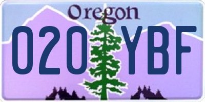 OR license plate 020YBF