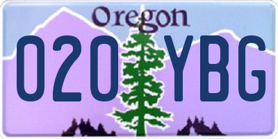 OR license plate 020YBG