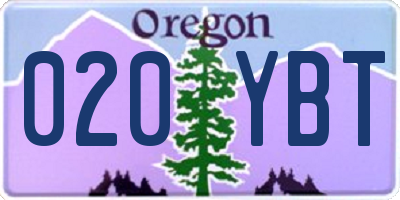 OR license plate 020YBT