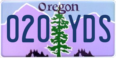 OR license plate 020YDS