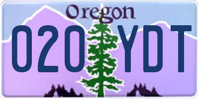 OR license plate 020YDT
