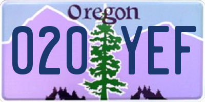 OR license plate 020YEF