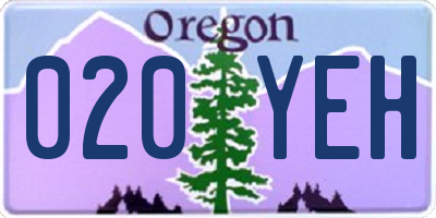 OR license plate 020YEH