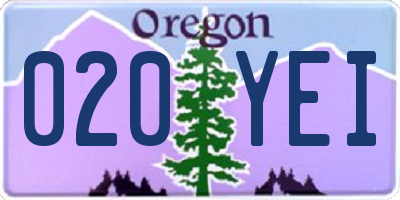 OR license plate 020YEI