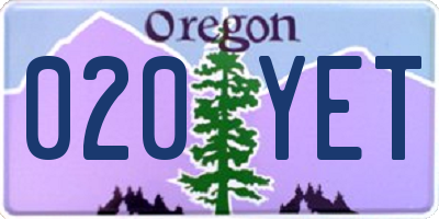 OR license plate 020YET