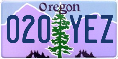 OR license plate 020YEZ