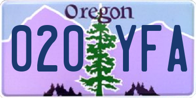OR license plate 020YFA