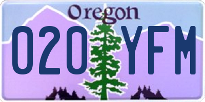 OR license plate 020YFM