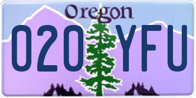OR license plate 020YFU