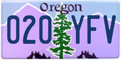 OR license plate 020YFV
