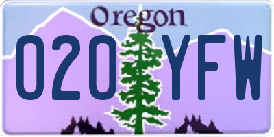 OR license plate 020YFW
