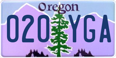 OR license plate 020YGA