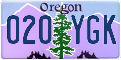 OR license plate 020YGK
