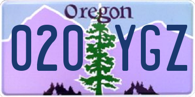 OR license plate 020YGZ