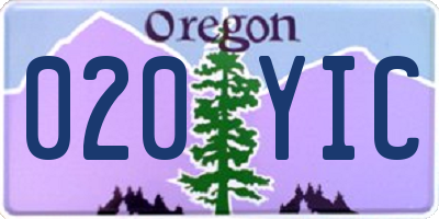 OR license plate 020YIC