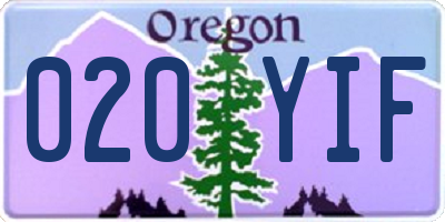 OR license plate 020YIF