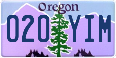 OR license plate 020YIM