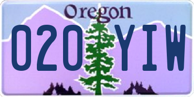 OR license plate 020YIW