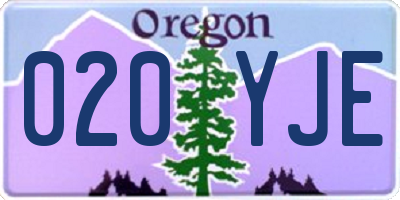 OR license plate 020YJE