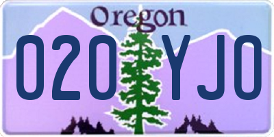 OR license plate 020YJO