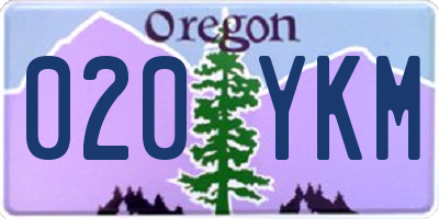 OR license plate 020YKM