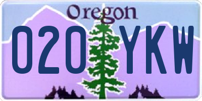OR license plate 020YKW