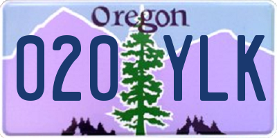 OR license plate 020YLK