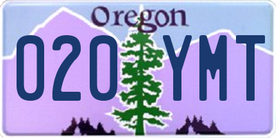 OR license plate 020YMT