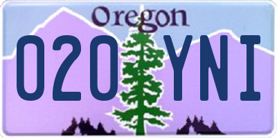 OR license plate 020YNI