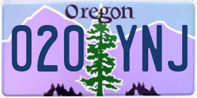 OR license plate 020YNJ