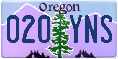 OR license plate 020YNS