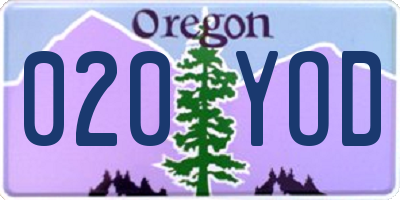 OR license plate 020YOD