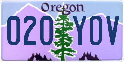 OR license plate 020YOV
