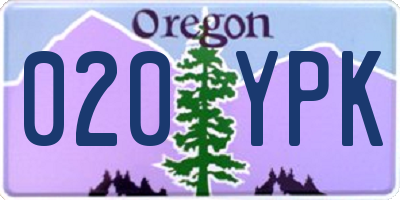 OR license plate 020YPK