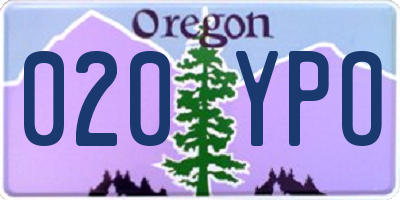 OR license plate 020YPO