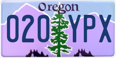 OR license plate 020YPX